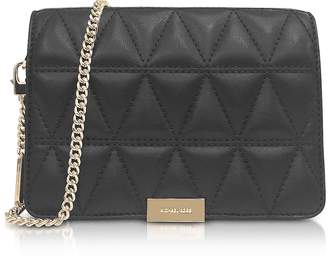 Michael Kors Jade Black Quilted-Leather Clutch