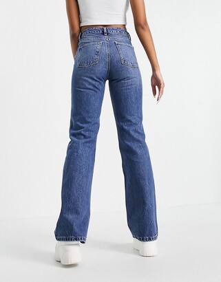Topshop Two rigid flare jean in mid blue