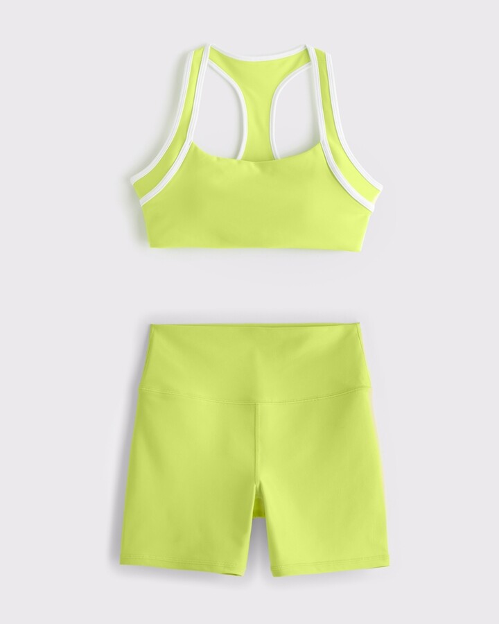 Abercrombie & Fitch Women's YPB sculptLUX Sports Bra & Bike Short Set in Wild Lime - Size XS