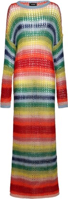 DSQUARED2 Rainbow knit mohair blend long dress