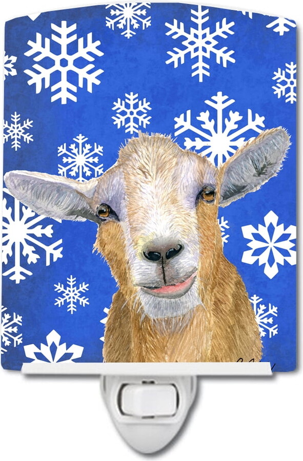 Caroline's Treasures Goat Winter Snowflakes Holiday Ceramic Night Light