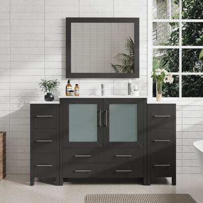 Vanity Art 60" Single Bathroom Vanity Set with Mirror