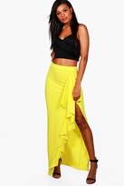 Thumbnail for your product : boohoo Ruffle Front Split Crepe Maxi Skirt