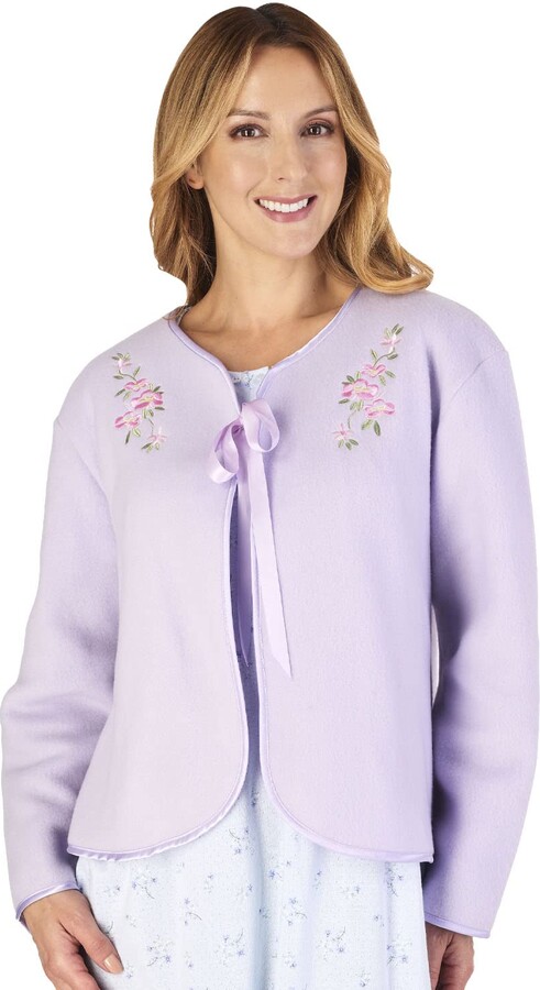 Slenderella Polar Fleece Ribbon Bed Jacket BJ44600 Lilac Medium - ShopStyle
