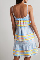 Thumbnail for your product : Lemlem Kiteli Fringed Striped Cotton-blend Gauze Mini Dress - Blue
