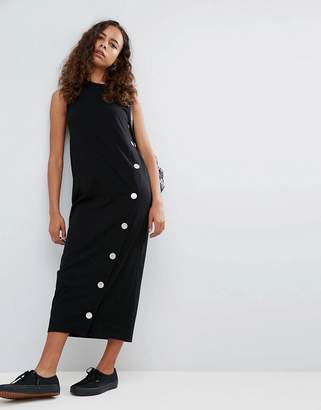 ASOS Petite Sleeveless Maxi Dress With Popper Detail