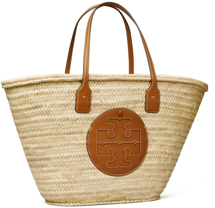 straw tote with zipper