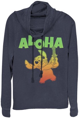 Fifth Sun Juniors Disney Lilo Stitch Aloha Stitch Fleece Cowl Neck Sweatshirt