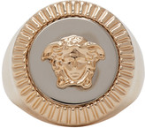 Thumbnail for your product : Versace Gold and Silver Guilloche Medusa Signet Ring