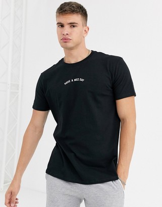 New Look have a nice day slogan t-shirt in black