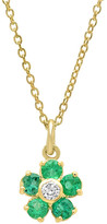 Thumbnail for your product : Jennifer Meyer Emerald and Diamond Flower Necklace - Yellow Gold