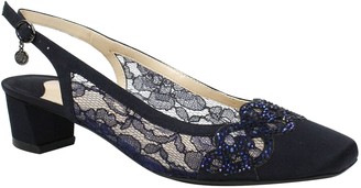 navy satin block heels