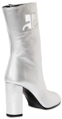 Courreges 100MM METALLIC LEATHER ANKLE BOOTS