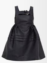 Thumbnail for your product : SHUSHU/TONG Flower-embellished Pleated Satin Mini Dress - Black