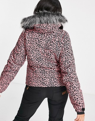 Protest Cheetah ski jacket in pink Exclusive at ASOS