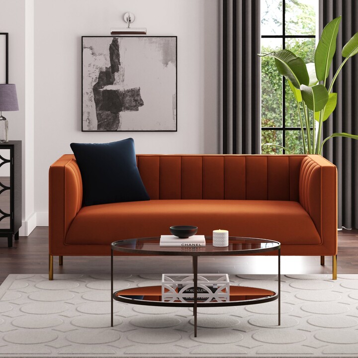 Dunelm Bellamy Luxe Velvet 2 Seater Sofa Orange ShopStyle
