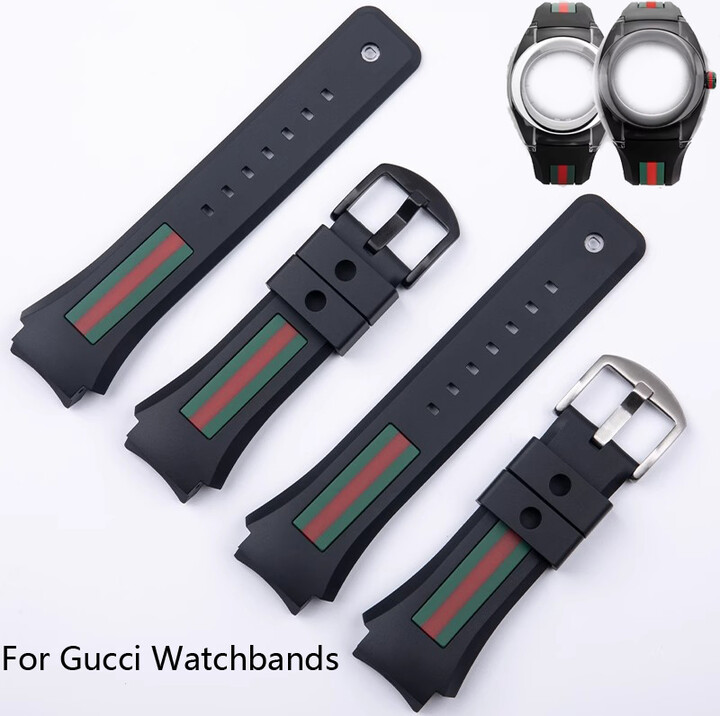 Watch Band For Gucci YA137/YA137107A Rubber Watch Strap Dedicated Protruding Port Waterproof Man Black Watch Bracelet 29-21mm