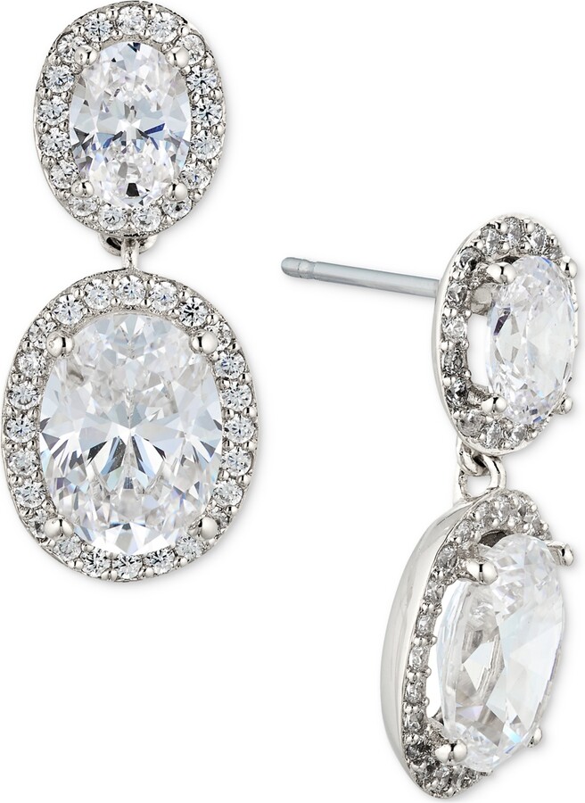 Eliot Danori Cubic Zirconia Oval Halo Drop Earrings