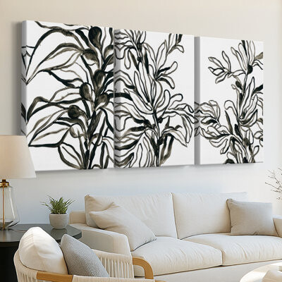 Darby Home Co Kelp Contour I -Custom Wrapped Gallery Canvas - 3 Pieces
