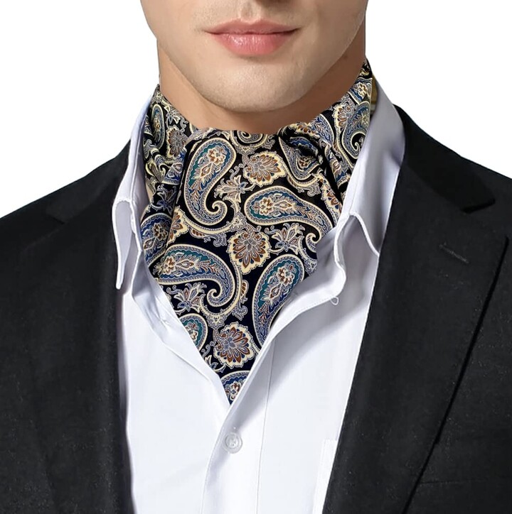 Remo Sartori Made in Italy Men's Black Paisley Pattern Self Cravat ...