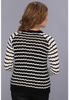 Thumbnail for your product : Vince Camuto V Neck Bubble Stitch Stripe Sweater