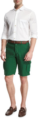 Kiton Linen Cargo Shorts, Green