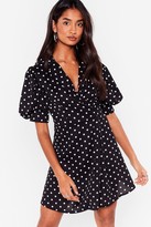 Thumbnail for your product : Nasty Gal Womens Puff Sleeve Polka Dot Tea Dress - Black - S