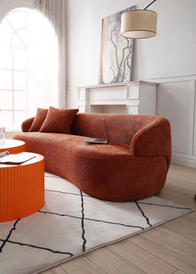 Orren Ellis Charming Mid Century Modern Curved Sofa for Versatile Spaces Enhancing Comfort and Style