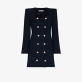 Thumbnail for your product : Alessandra Rich Blue Double-Breasted Wool Mini Dress