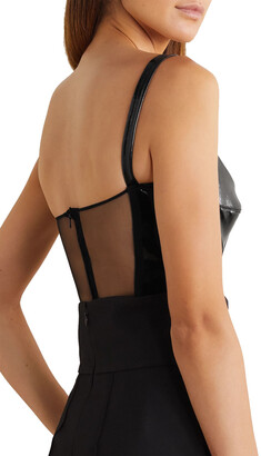 David Koma Patent-leather And Tulle Bodysuit