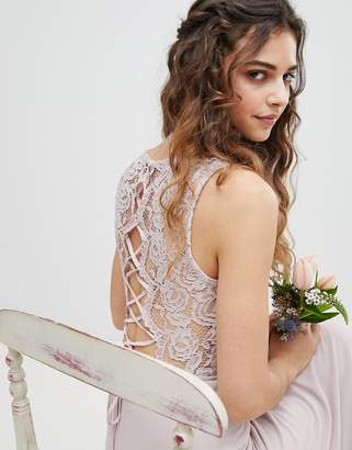 TFNC Lace Up Back Midi Bridesmaid Dress