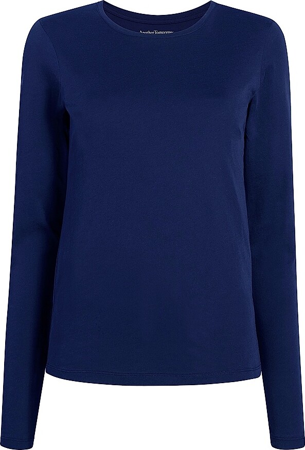ANOTHER TOMORROW Women's Long Sleeve Tee - Navy - Size XS