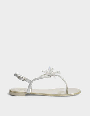 Giuseppe Zanotti Crystal Flat Shoes in Silver Leather