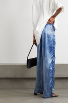 Thumbnail for your product : Balenciaga Printed Satin Wide-leg Pants - Blue