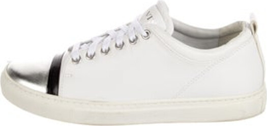 Lanvin Leather Low Top Sneakers Grey Round-Toes Lace-Up Closure at Uppers Includes Additional Laces Unfortunately, due to restrictions, this item may not be eligible for shipping in all areas. | Lanvin Leather Sneakers in Grey, Women's IT 38 | 8