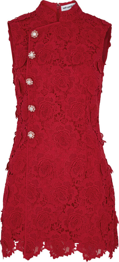 Self-Portrait Floral Guipure Lace Mini Dress