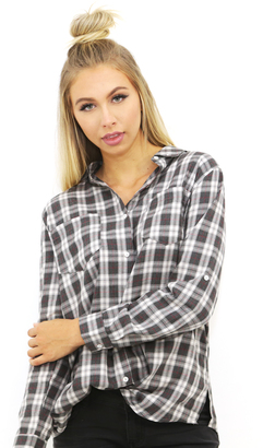 West Coast Wardrobe Davis Plaid Button Down in Charcoal/Red