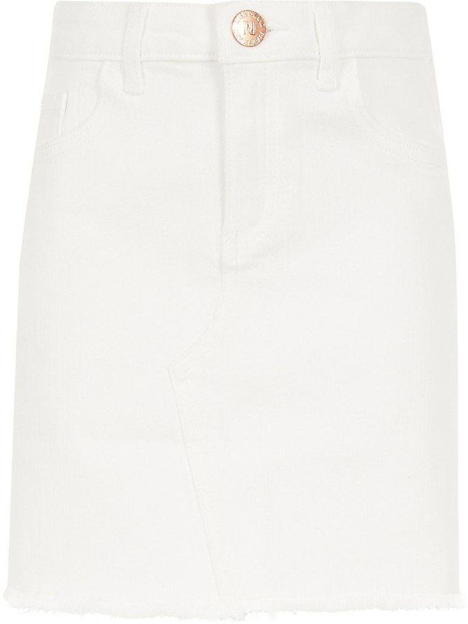 kids white jean skirt