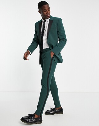 Shop Soaked velvet forest green tuxedo suit Deji  Kola