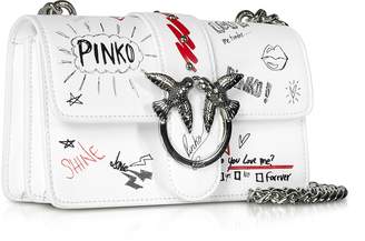 Pinko White Mini Love Graffiti Shoulder Bag