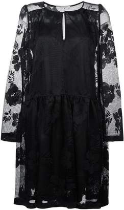 See by Chloe floral embroidered mesh dress