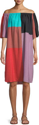 Mara Hoffman Lula Tonal-Striped Colorblock Coverup Dress