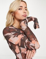 Thumbnail for your product : New Look mesh top in brown pattern