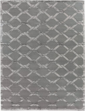Exquisite Rugs Metro Velvet Geometric Hand-Knotted Wool/Viscose Dark Taupe Area Rug