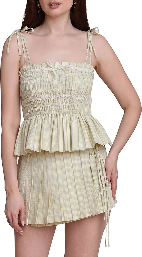 AVEC LES FILLES Smocked Peplum Cami