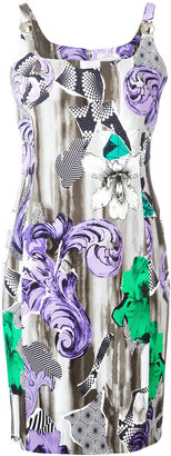 Versace printed shoulder clasp dress - women - Polyester/Spandex/Elastane/Viscose/viscose - 48