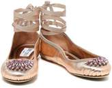 Thumbnail for your product : Jimmy Choo Grace Crystal-embellished Metallic Leather Ballet Flats