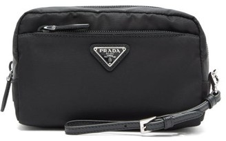 Prada Leather-trimmed Nylon Wash Bag - Womens - Black
