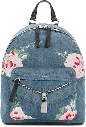 Diesel embroidered denim backpack