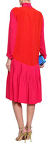Thumbnail for your product : Cédric Charlier Pleated Two-tone Crepe De Chine Turtleneck Dress